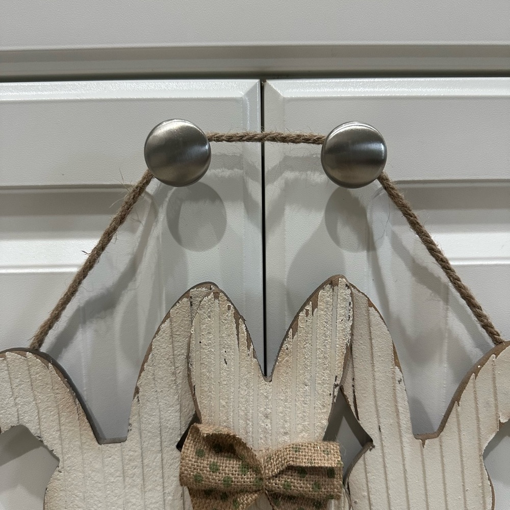Hanging Rabbit Welcome Sign, Bunny Easter Decor, Spring - Picture 4 of 5